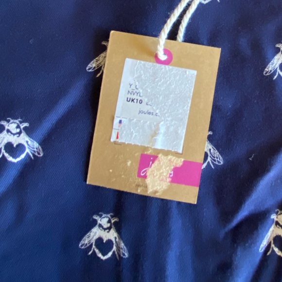 NWT Joules Gardenia Bee Print Dress, Navy Blue with Cream Bees - Picture 11 of 11